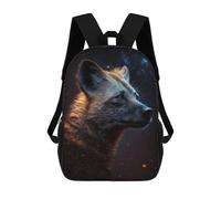 sinyumoney Galactic Fox Portrait -1 Sacs À Dos Imprimés En 3D Pour Enfants 17inch Sacs À Dos Tendance Et Décontractés Pour La Journée, Sacs De Voyage, Sacs À Dos D'extérieur Pour Garçons Et Filles