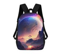 sinyumoney Galactic Horizons Sac à dos pour enfants et étudiants avec impression 3D pour garçons et filles, Enchantement céleste, 17"