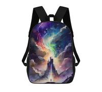 sinyumoney Galactic Lion Majesty -18 Sac à dos d'école pour enfants imprimé en 3D pour enfants, sac à dos de voyage spacieux, sac à dos pour livres, sac à dos d'école pour enfants, Castle in The Sky