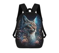 sinyumoney Galactic Lynx Celestial Feline Art Print 17inch Sac À Dos Scolaire Imprimé En 3D Pour Enfants, Style Décontracté Et Tendance, Idéal Pour Les Voyages Et Les Études.