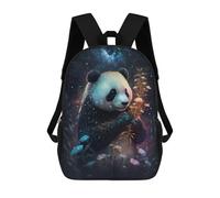 sinyumoney Galactic Panda with Flowers Sac À Dos Scolaire Pour Enfants, 43 Cm (17 Pouces), Imprimé En 3D, Pour Garçons, Élèves Du Primaire Et Du Collège