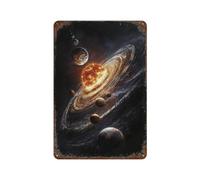 sinyumoney Galactic Planetary System Décoration Murale En Fer Imperméable Pour Garage, Salle De Jeux, Bar, Café, Pub11.8"x7.9"