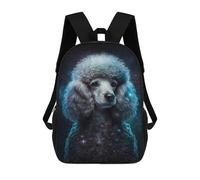 sinyumoney Galactic Poodle Portrait -2 Sac À Dos Scolaire Pour Enfants, 43 Cm (17 Pouces), Imprimé En 3D, Pour Garçons, Élèves Du Primaire Et Du Collège
