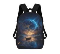 sinyumoney Galactic Serenity Boat on Reflective Lake Sac À Dos Scolaire Pour Enfants, Imprimé En 3D, Tendance Et Décontracté, Pour Garçons, Élèves Du Primaire Et Du Collège 17inch
