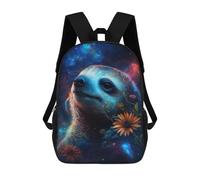 sinyumoney Galactic Sloth with Flowers -2 Sac À Dos Scolaire Pour Enfants, 43 Cm (17 Pouces), Imprimé En 3D, Pour Garçons, Élèves Du Primaire Et Du Collège