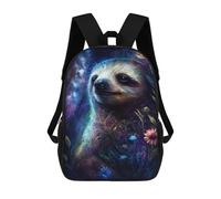 sinyumoney Galactic Sloth with Flowers Sac À Dos Scolaire Pour Enfants, 43 Cm (17 Pouces), Imprimé En 3D, Pour Garçons, Élèves Du Primaire Et Du Collège