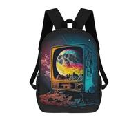 sinyumoney Galactic Television Dreamscape Sac À Dos Scolaire Pour Enfants, Imprimé En 3D, Pour Garçons, Élèves Du Primaire Et Du Collège 17inch