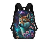 sinyumoney Galactic Wolf with Flowers Sacs À Dos Pour Enfants 17inch Sac À Dos Scolaire, Sac D'école Imprimé En 3D Pour Garçons, Élèves Du Primaire Et Du Collège