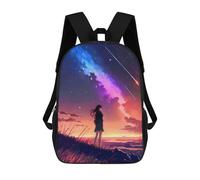 sinyumoney Galaxy Anime Sunset Hill Sac À Dos Scolaire Pour Filles Et Garçons, Avec Poche, Sac À Dos Tendance Pour Enfants 17inch