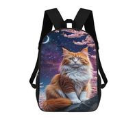 sinyumoney Galaxy Cat with Cherry Blossoms Sacs À Dos Tendance Imprimés En 3D 17inch Sac D'école Décontracté Pour Enfants, Garçons, Élèves Du Primaire Et Du Collège