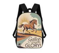 sinyumoney Gallop Towards Glory Horse Art Sac À Dos Enfant, Cartable Imprimé En 3D Pour Garçons Et Adolescents 17inch