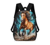 sinyumoney Galloping Horse Art Print Sac À Dos Scolaire Pour Enfants, 43 Cm (17 Pouces), Imprimé En 3D, Pour Garçons, Élèves Du Primaire Et Du Collège