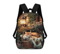 sinyumoney Garden Basket with Sleeping Cat Sacs À Dos Pour Enfants, Sac À Dos Scolaire Imprimé En 3D Pour Enfants, Sac À Dos De Voyage, Sac À Livres Pour Enfants 17inch Sac D'école