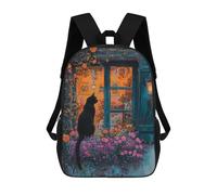 sinyumoney Garden Cat Painting Sacs À Dos Tendance Imprimés En 3D 17inch Sac D'école Décontracté Pour Enfants, Garçons, Élèves Du Primaire Et Du Collège