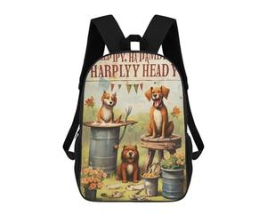 sinyumoney Garden Dogs with Rustic Charm Sac À Dos En Peluche À Motif Dessin Animé, Sac À Dos 3D Pour Enfants, Idée Cadeau D'anniversaire Pour Garçons Et Filles 17inch
