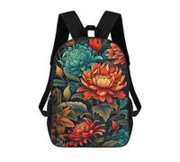 sinyumoney Garden Floral Pattern Sac À Dos Scolaire Pour Enfants 17 Pouces, Sac À Dos Décontracté Pour Les Voyages, Grand Sac À Dos De Jour Pour Garçons Et Filles 17inch