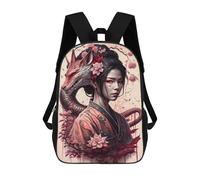 sinyumoney Geisha Dragon Sac À Dos Scolaire Pour Filles Et Garçons, Sac À Dos Avec Poche, Sac À Dos Tendance Pour Enfants 17inch