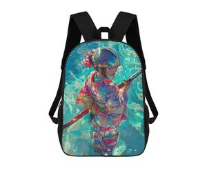 sinyumoney Geisha Warrior in Water Sacs À Dos Scolaires Pour Garçons Et Filles, Sacs À Dos Décontractés Pour Le Sport, Sacs À Dos De Grande Capacité Pour L'école Primaire 17inch