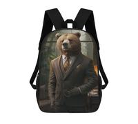 sinyumoney Gentleman Grizzly Sacs À Dos Pour Enfants, Cartables 3D Personnalisés Pour Garçons Et Filles, Grands Sacs À Dos Scolaires Décontractés 17inch