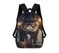 sinyumoney Gentleman Grumpy Cat Sac À Dos Scolaire Pour Enfants Imprimé En 3D, Idéal Pour Les Voyages Et Les Livres 17inch
