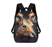 sinyumoney Geometric Deer Portrait Sac À Dos Scolaire Pour Enfants, Sac À Dos De Voyage Décontracté, Grand Sac À Dos Pour Garçons Et Filles 17inch