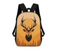 sinyumoney Geometric Deer Vector Portrait with Forest Design Sac À Dos Scolaire Pour Enfants Imprimé En 3D, Idéal Pour Les Voyages Et Les Livres 17inch