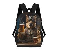 sinyumoney German Shepherd Beer Hound Sac À Dos Scolaire Pour Adolescents, Imprimé En 3D, Ajustable, À Poches Tendance, Pour Enfants, Garçons, Filles, Étudiants Et Adolescents 17inch