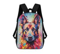 sinyumoney German Shepherd Colorful Sac À Dos Enfant Imprimé En 3D, Sac D'école Pour Garçons, Sac À Dos Cool Et Décontracté, Sac À Dos Amusant Pour Enfants Et Adolescents 17inch