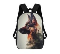 sinyumoney German Shepherd Double Exp Sac À Dos Imprimé En 3D, Sac D'école Décontracté Et Tendance Pour Enfants, Sac D'école Pour Garçons, Collégiens 17inch