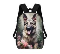 sinyumoney German Shepherd Flowers Sacs À Dos Scolaires Pour Enfants, Sac D'école Imprimé En 3D Pour Garçons, Élèves Du Primaire Et Du Collège 17inch