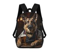 sinyumoney German Shepherd in The Pub Sac À Dos Scolaire Enfant Tendance Et Décontracté, Sac À Dos Imprimé En 3D Pour Garçon, Grand Sac À Dos 17inch