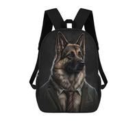 sinyumoney German Shepherd Mens Suit Sac À Dos Scolaire Grand Format, Résistant À L'eau, Pour Ordinateur Portable, Pour Adolescents, Filles, Garçons, Femmes Et Hommes 17inch