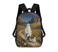sinyumoney Ghost And Dog Walking on Path Sacs À Dos Imprimés En 3D Pour Enfants, Sacs D'école Tendance Pour Garçons, Sacs De Voyage, Sacs Scolaires Pour Élèves Du Primaire 17inch