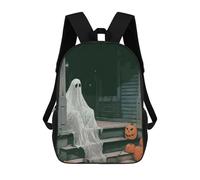 sinyumoney Ghost And Pumpkins on Porch Sac À Dos Scolaire Pour Enfants Imprimé En 3D, Idéal Pour Les Voyages Et Les Livres 17inch