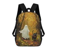 sinyumoney Ghost Cat Halloween Painting Sacs Scolaires, Sacs À Dos Pour L'école, Le Collège, Le Lycée Et Les Voyages Pour Garçons/filles/adolescents 17inch