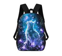 sinyumoney Ghost Cat with Butterflies Sac À Dos Scolaire Enfant Tendance Et Décontracté, Sac À Dos Imprimé En 3D Pour Garçon, Grand Sac À Dos 17inch