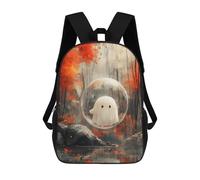 sinyumoney Ghost in A Bubble Sac À Dos Scolaire Pour Filles Et Garçons, Grande Capacité, Léger, Pour Enfants Et Étudiants 17inch
