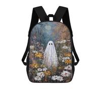 sinyumoney Ghost in Flowers Painting Sac À Dos Imprimé En 3D, Sac D'école Décontracté Et Tendance Pour Enfants, Sac D'école Pour Garçons, Collégiens 17inch