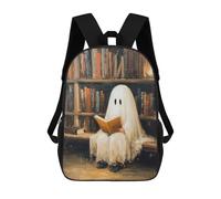 sinyumoney Ghost Reading Book in Library Sac À Dos Enfant, Sac À Dos Anime, Grand Sac À Dos Enfant, Sac À Dos Imprimé En 3D Pour Enfants, Cartable, Cartable Pour Garçons Et Filles 17inch