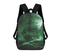 sinyumoney Ghost Ship in The Storm Sac À Dos Scolaire Pour Filles Et Garçons, Sac À Dos Avec Poche, Sac À Dos Tendance Pour Enfants 17inch