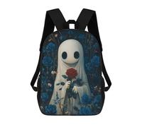 sinyumoney Ghost with Red Rose Sacs À Dos Imprimés En 3D Pour Enfants, Sacs D'école Tendance Pour Garçons, Sacs De Voyage, Sacs Scolaires Pour Élèves Du Primaire 17inch