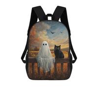 sinyumoney Ghostly Black Cat Fence 17inch Sac À Dos Scolaire Imprimé En 3D Pour Enfants, Style Décontracté Et Tendance, Idéal Pour Les Voyages Et Les Études.