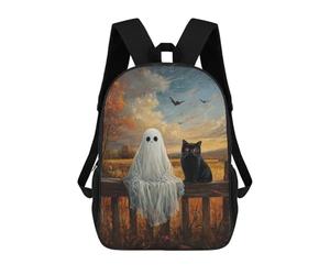 sinyumoney Ghostly Black Cat Fence 17inch Sac À Dos Scolaire Imprimé En 3D Pour Enfants, Style Décontracté Et Tendance, Idéal Pour Les Voyages Et Les Études.