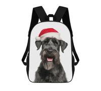 sinyumoney Giant Schnauzer Dog with Santa Hat Sac À Dos Scolaire Pour Filles Et Garçons, Grande Capacité, Léger, Pour Enfants Et Étudiants 17inch