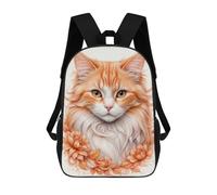 sinyumoney Ginger Cat with Flowers Sacs À Dos Pour Enfants, Sac À Dos Scolaire Imprimé En 3D Pour Enfants, Sac À Dos De Voyage, Sac À Livres Pour Enfants 17inch Sac D'école