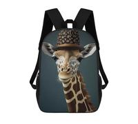 sinyumoney Giraffe Funny Animal Hat Sac À Dos Scolaire Enfant Tendance Et Décontracté, Sac À Dos Imprimé En 3D Pour Garçon, Grand Sac À Dos 17inch
