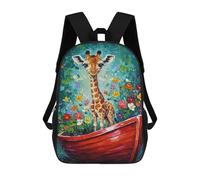 sinyumoney Giraffe in Boat Painting Sacs À Dos Scolaires Pour Enfants, Sac D'école Imprimé En 3D Pour Garçons, Élèves Du Primaire Et Du Collège 17inch