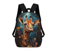 sinyumoney Giraffe in Enchanted Forest Sac À Dos Enfant, Cartable, Sac D'école, Motif Dessin Animé 3D, Sac Pour Ordinateur Portable, Pour Garçons Et Filles 17inch