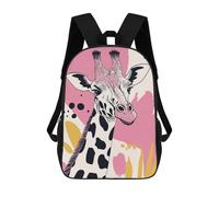 sinyumoney Giraffe Portrait with Abstract Pink Background Sac À Dos Scolaire Pour Enfants Imprimé En 3D, Idéal Pour Les Voyages Et Les Lectures, Pour Les Garçons Et Les Élèves Du Primaire 17inch