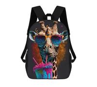 sinyumoney Giraffe with Colorful Drink Sac À Dos Scolaire Imprimé En 3D Pour Enfants, Sac À Dos De Voyage Tendance Et Décontracté Pour Écoliers 17inch